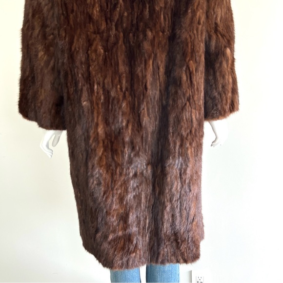 FURS by TRUESDELL Genuine Brown Mink Fur Long Sleeves Full Length Coat Sz M-L - Picture 9 of 16